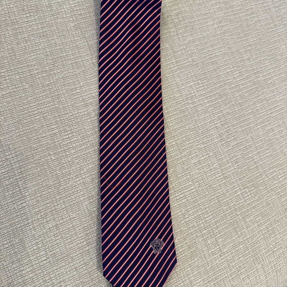Versace Navy and Red Striped Tie